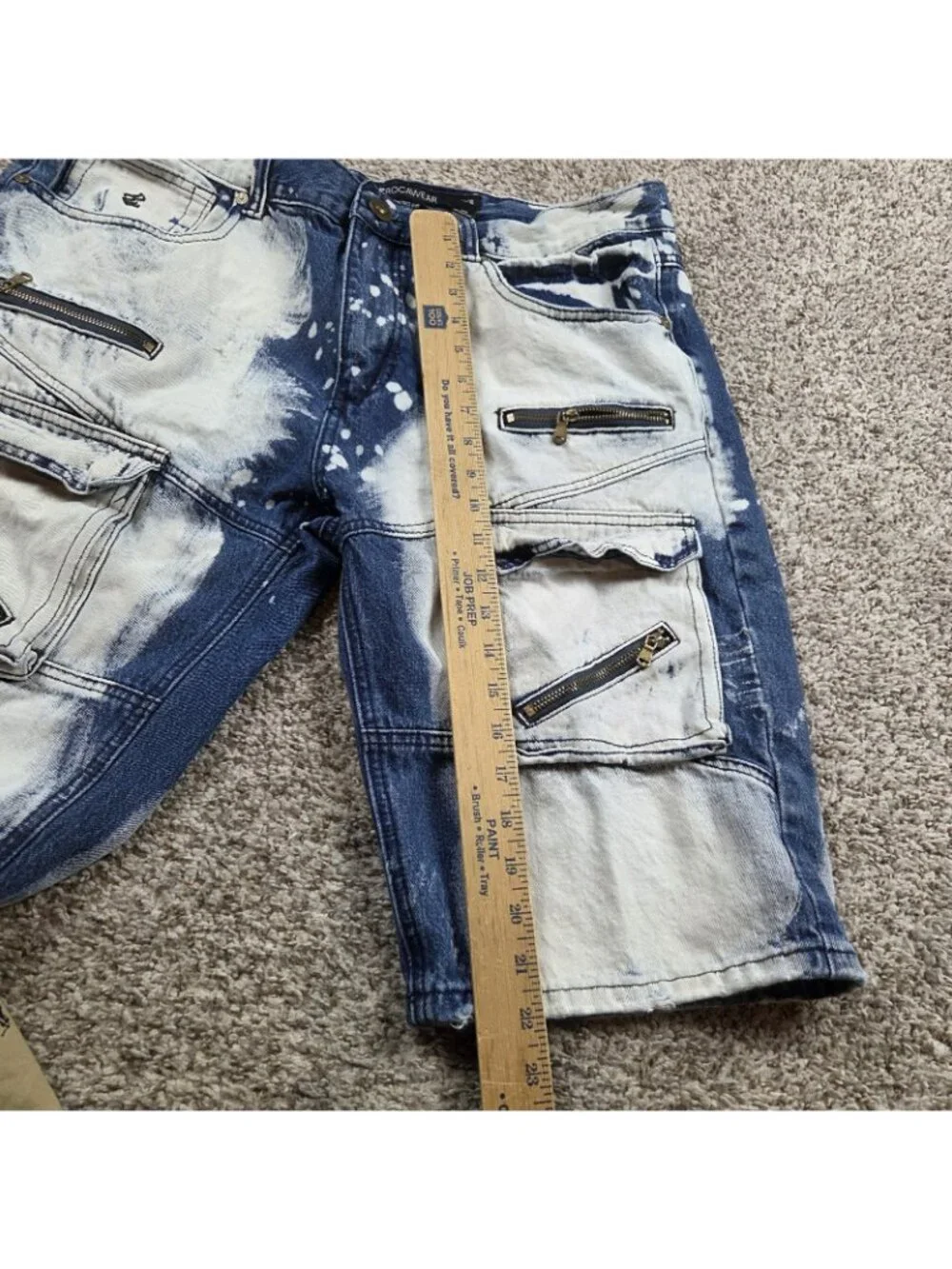 Rocawear Denim Shorts Mens 36 Acid Wash Pockets Distressed Dark Wash